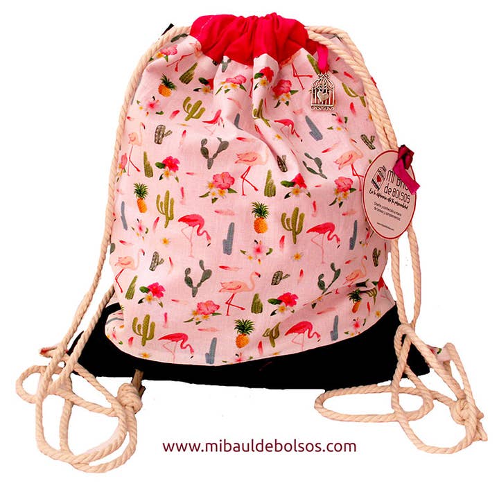 Mochila “Flamingos e Abacaxis” por atacado de Mi Baúl de Bolsos