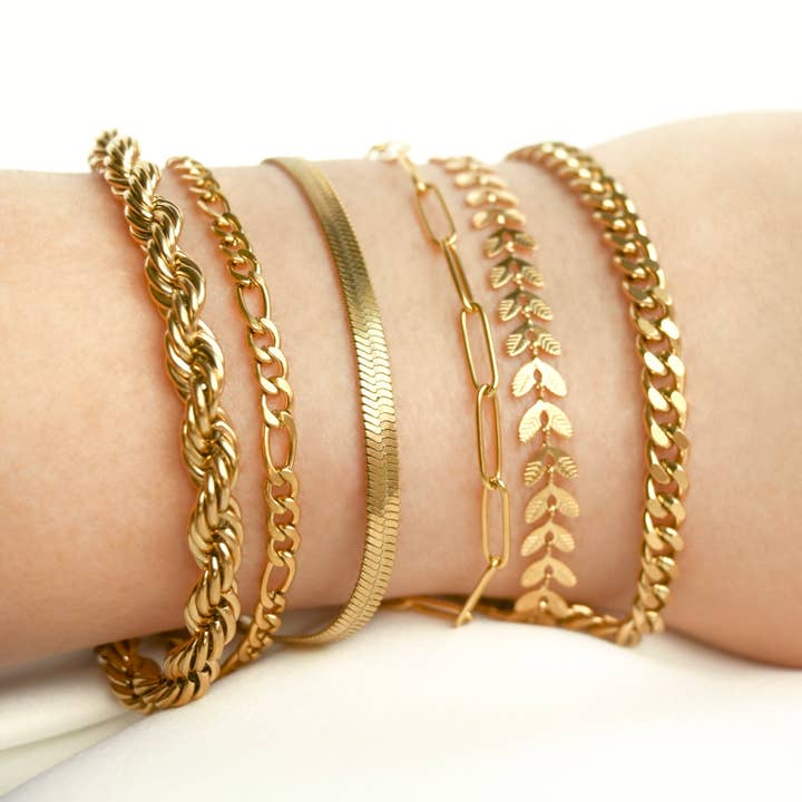 Blueyejewelry - Wholesale Link & Chain Bracelet - Bold 18k Gold Bracelets - Waterproof Thick Chain Bracelets13