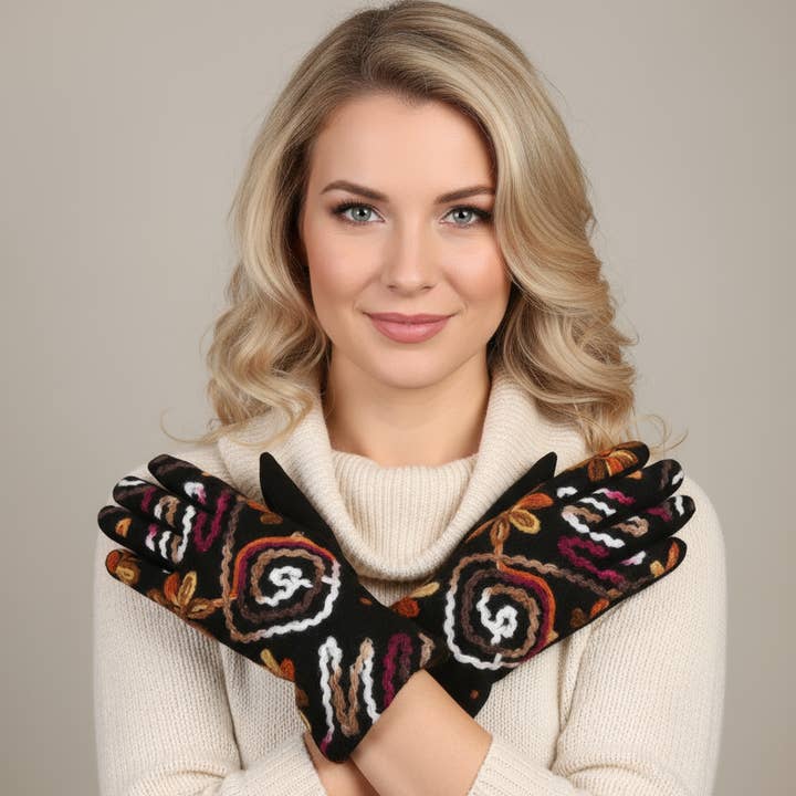 Women Embroidered Floral Gloves for wholesale by Mellow World