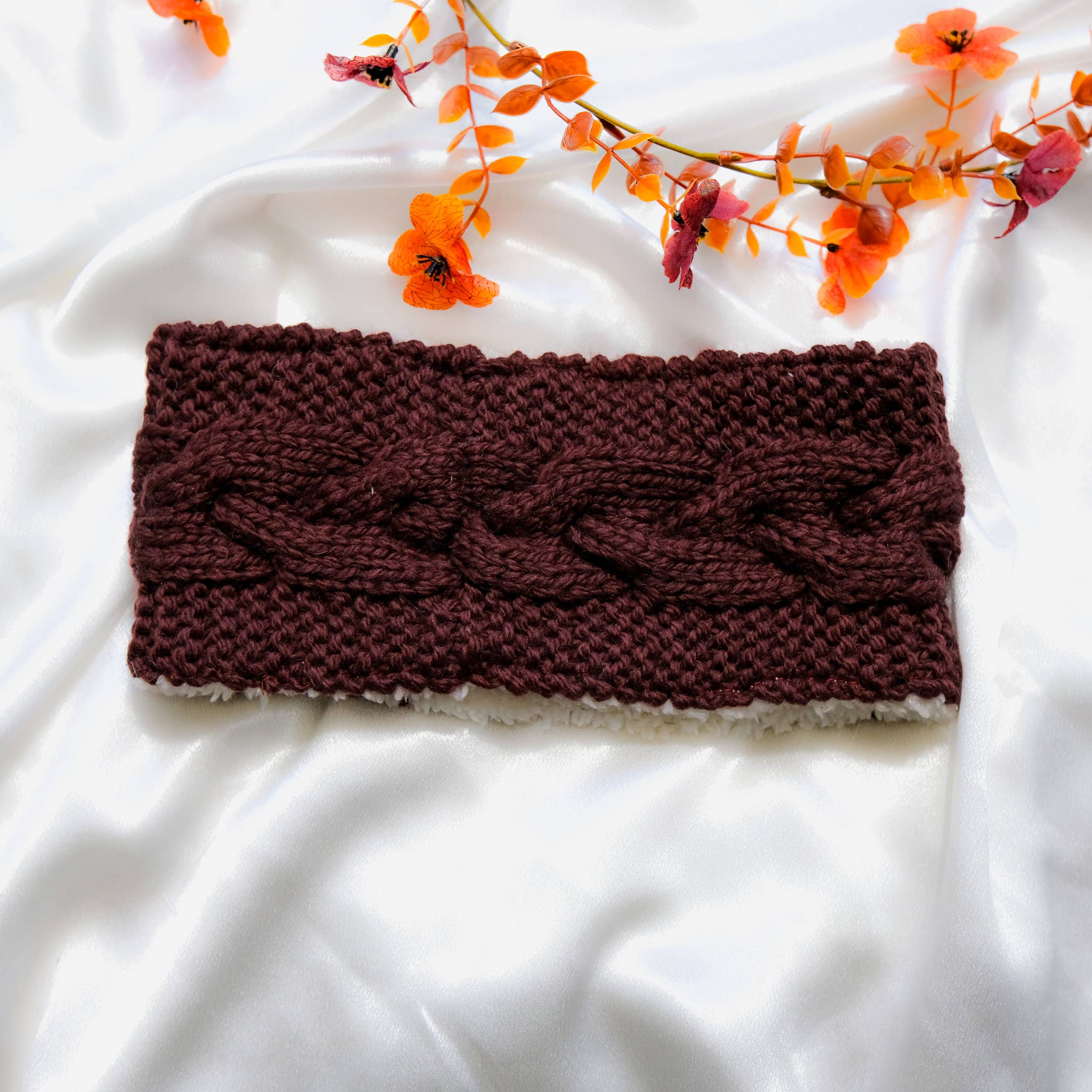 Karma Nepal Crafts – Bandana - Mulher por atacado – Banda de Lã Tricotada de Cor Sólida com Forro de Lã Polar4