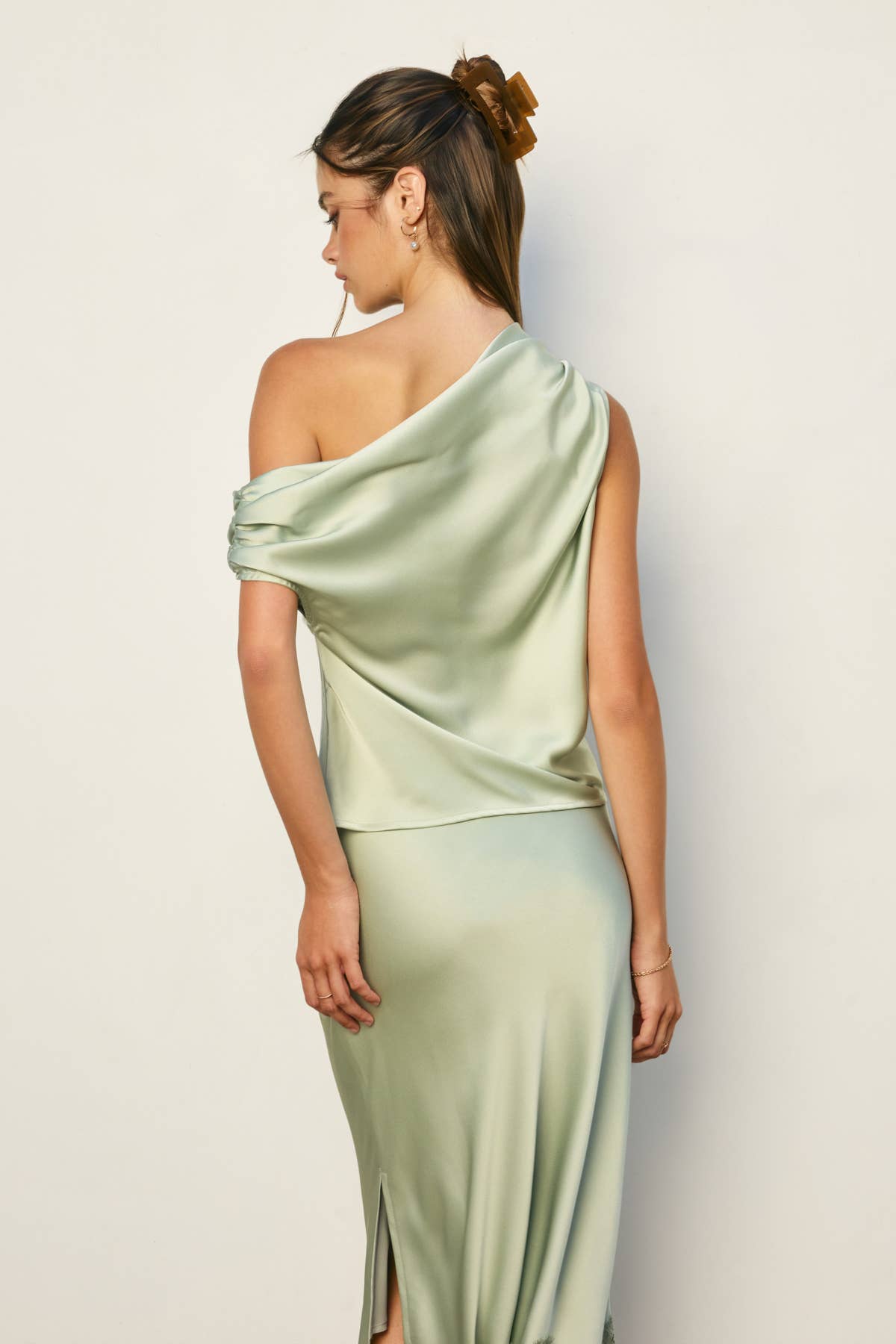 Dress Forum - Wholesale Blouse - Women's - Dull Satin Asymmetrical Shoulder Top25