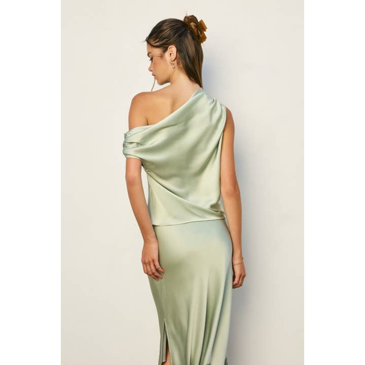 Dress Forum - Wholesale Blouse - Women's - Dull Satin Asymmetrical Shoulder Top25