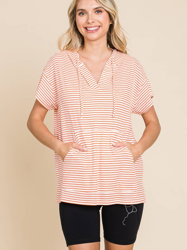 Culture Code - Vente Sweat à capuche – femme - CRH1606XS - HAUT À CAPUCHE À MANCHES COURTES SURDIMENSIONNÉ12