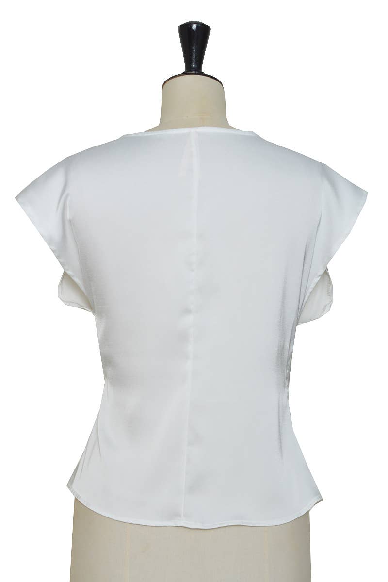 ELLI WHITE - Vente Chemisier – femme - Top en satin sans manche noué1