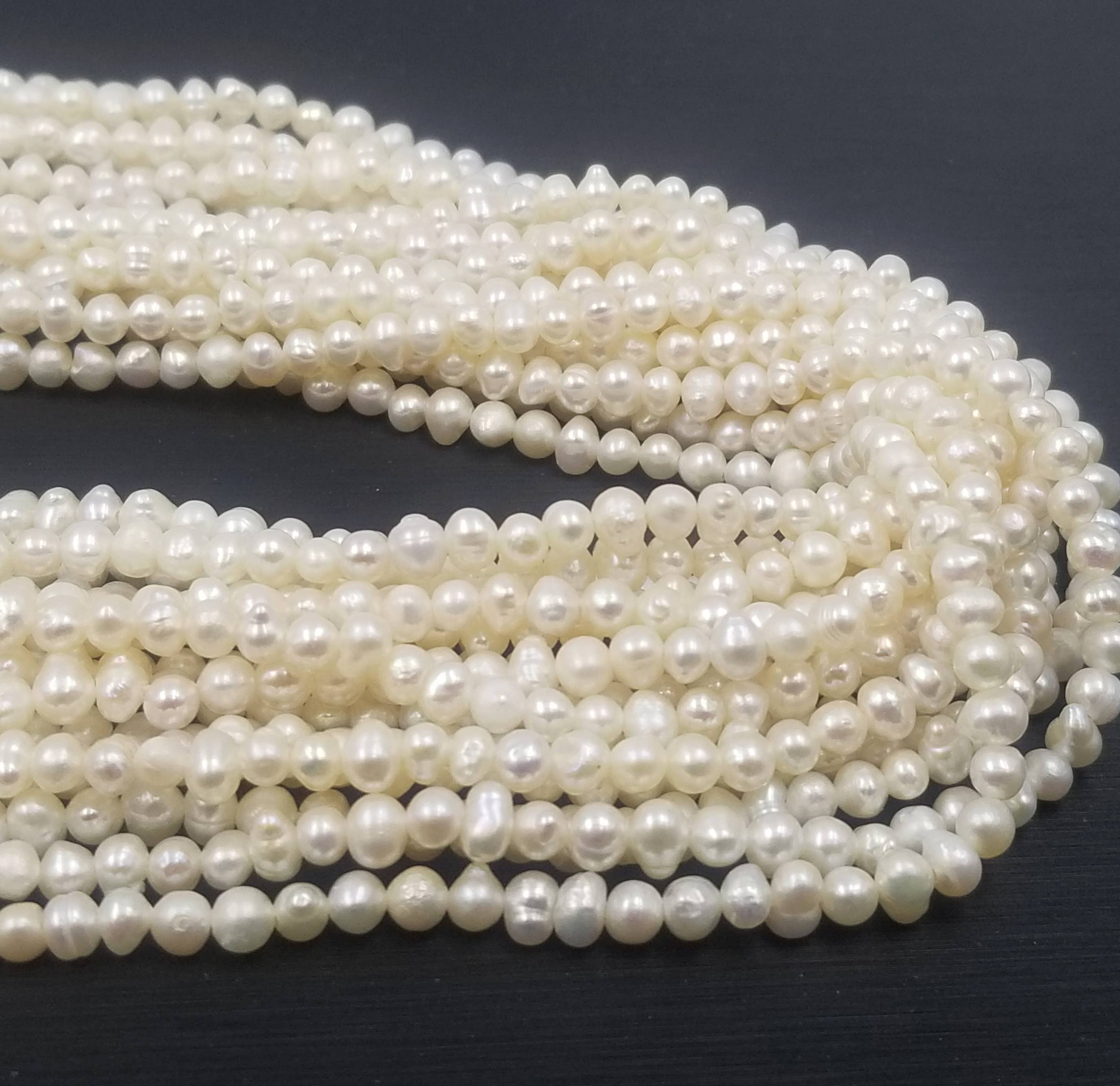 Beads Creation - Vente Perle - Perles de culture d'eau douce blanches en forme de pépite, centrées PRP3664