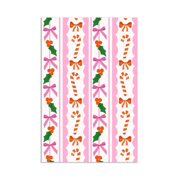 Mini card - gift tag - Christmas cute girly bows pattern for wholesale by Muchable