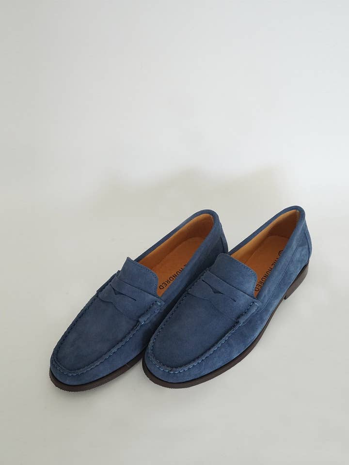 Mocasín Ante Azul for wholesale by The Hundred Shoes
