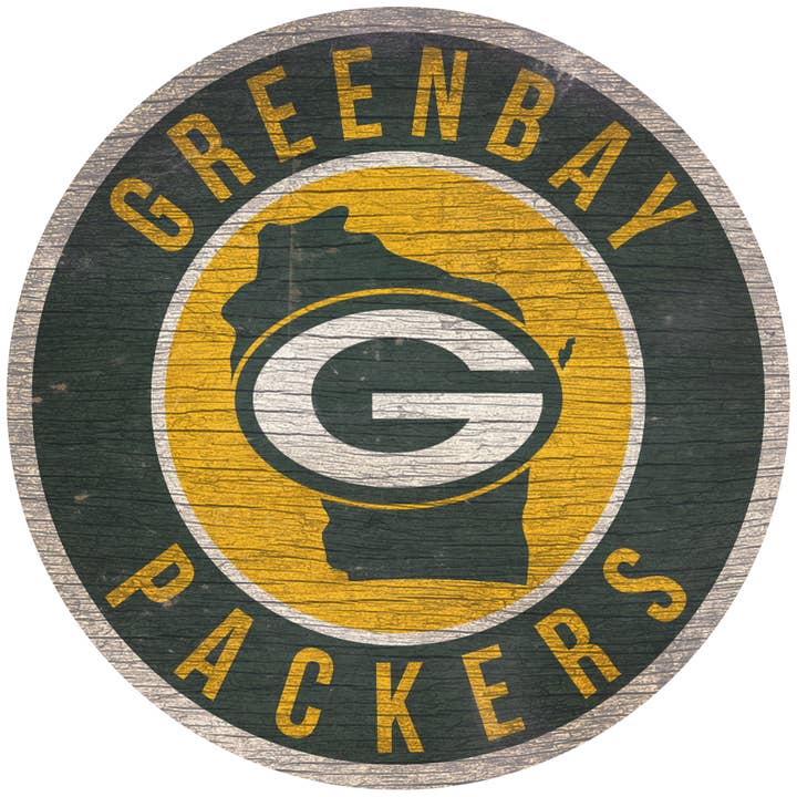 Green Bay Packers 12 in. Circle w/ State Sign for wholesale by Fan Creations