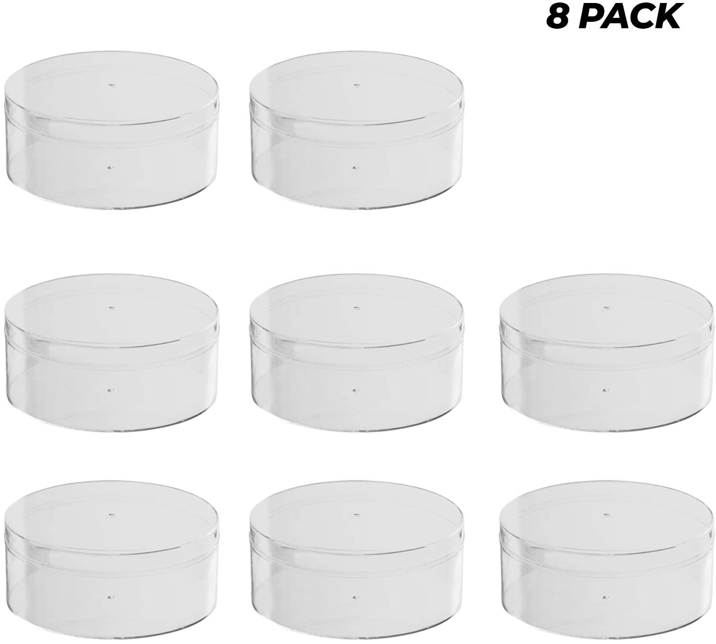 Hammont - Wholesale Decorative Box - Clear Acrylic Boxes Round 8 Pack 4.75"X2.1"1