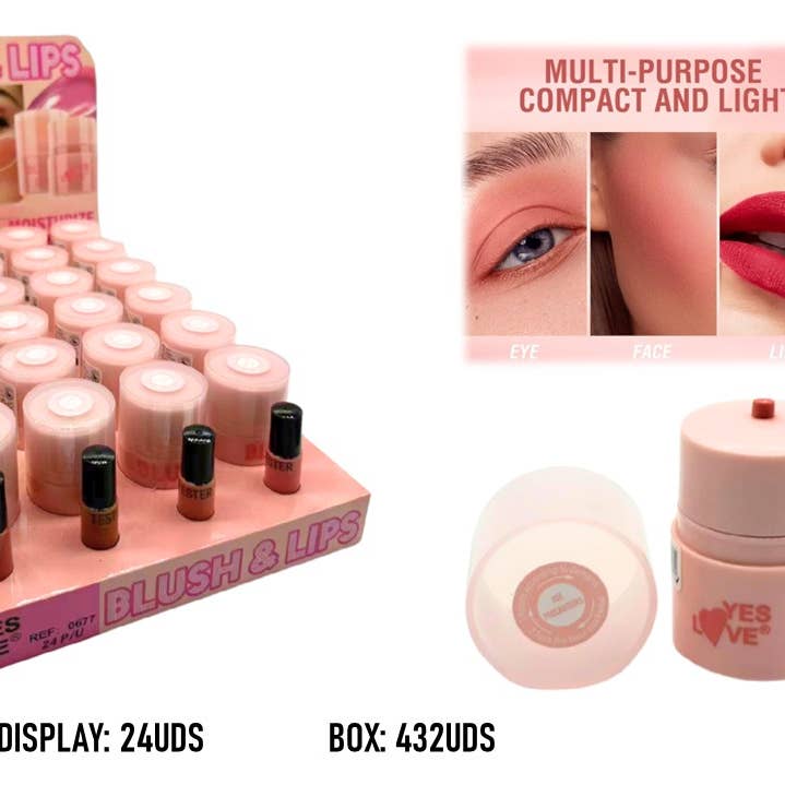 Yes Love Cosmetics - Wholesale Blush - CREAM BLUSH AND LIPSTICK ROTATING SYSTEM0