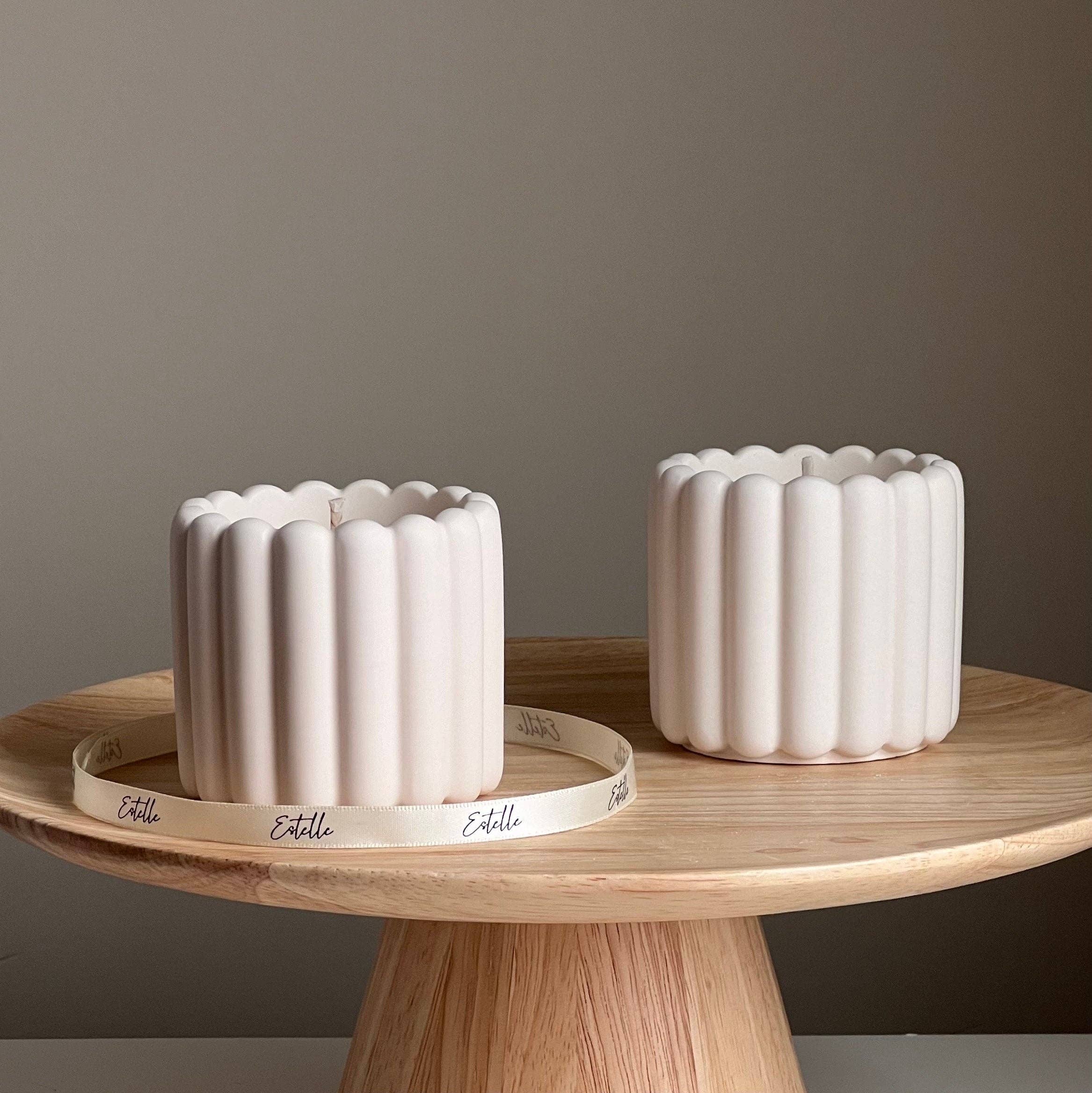 Estelle Studio - Wholesale Jar/Filled Candle - Ribbed Jesmonite Jar Soy Candle: Handmade Scented Container Candle1