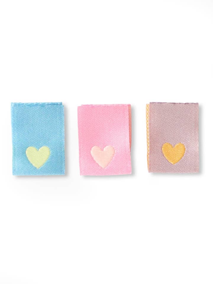 Mini-vik-etikett *Hjärtan Rosa/Blå/Lila* - 3-pack för wholesale av Paul und Clara