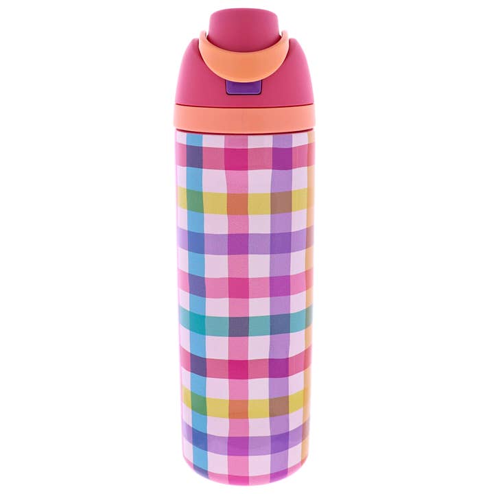 Gingham 24 Oz. Water Bottle With Straw Cap for wholesale by Jane Marie