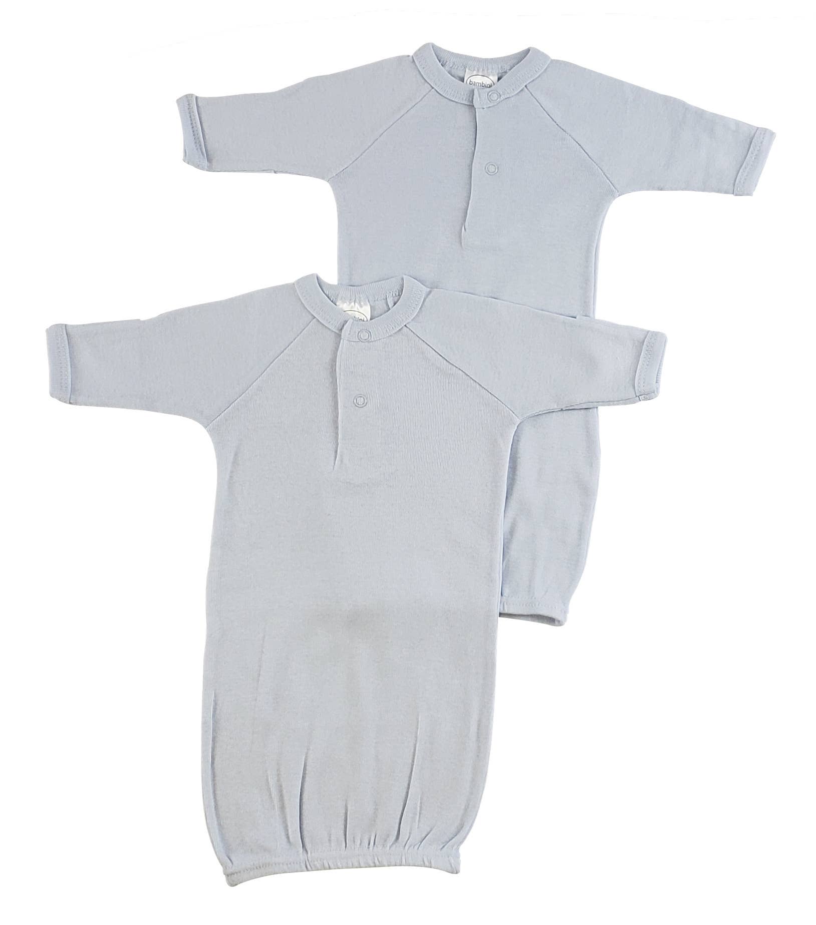 Bambini Infant Wear inc. - Wholesale Babygown Set - Baby - 2 Pack - Bambini Preemie Solid Blue Gown