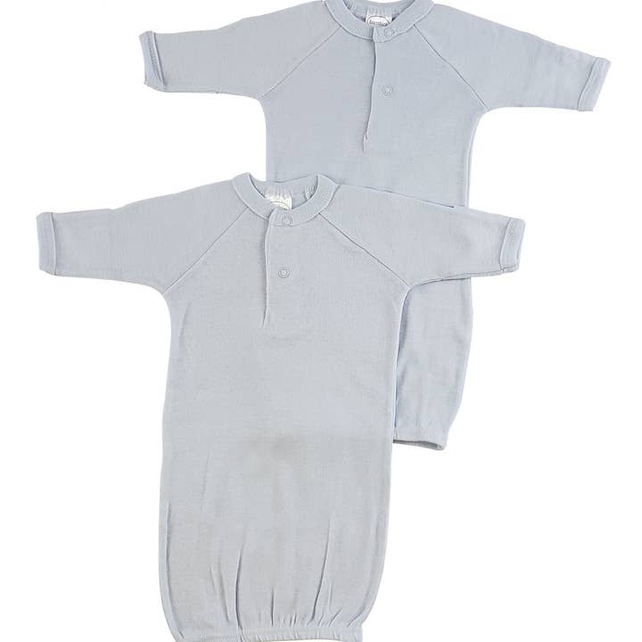 Bambini Infant Wear inc. - Wholesale Babygown Set - Baby - 2 Pack - Bambini Preemie Solid Blue Gown0
