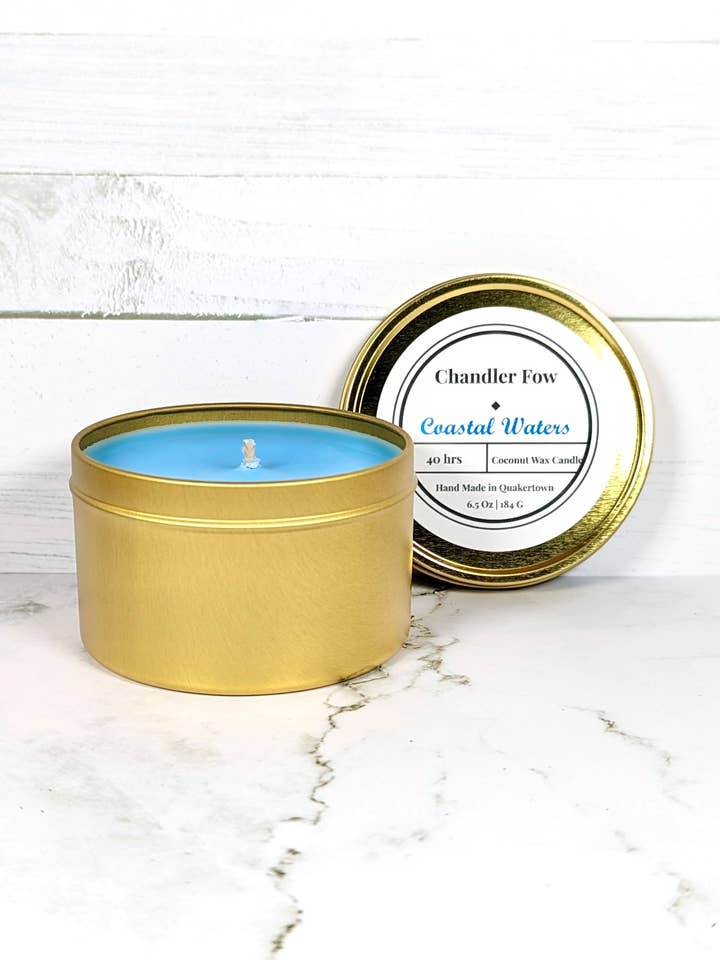 Coastal Waters 6.5 Oz Tin Candle for wholesale by Chandler Fow