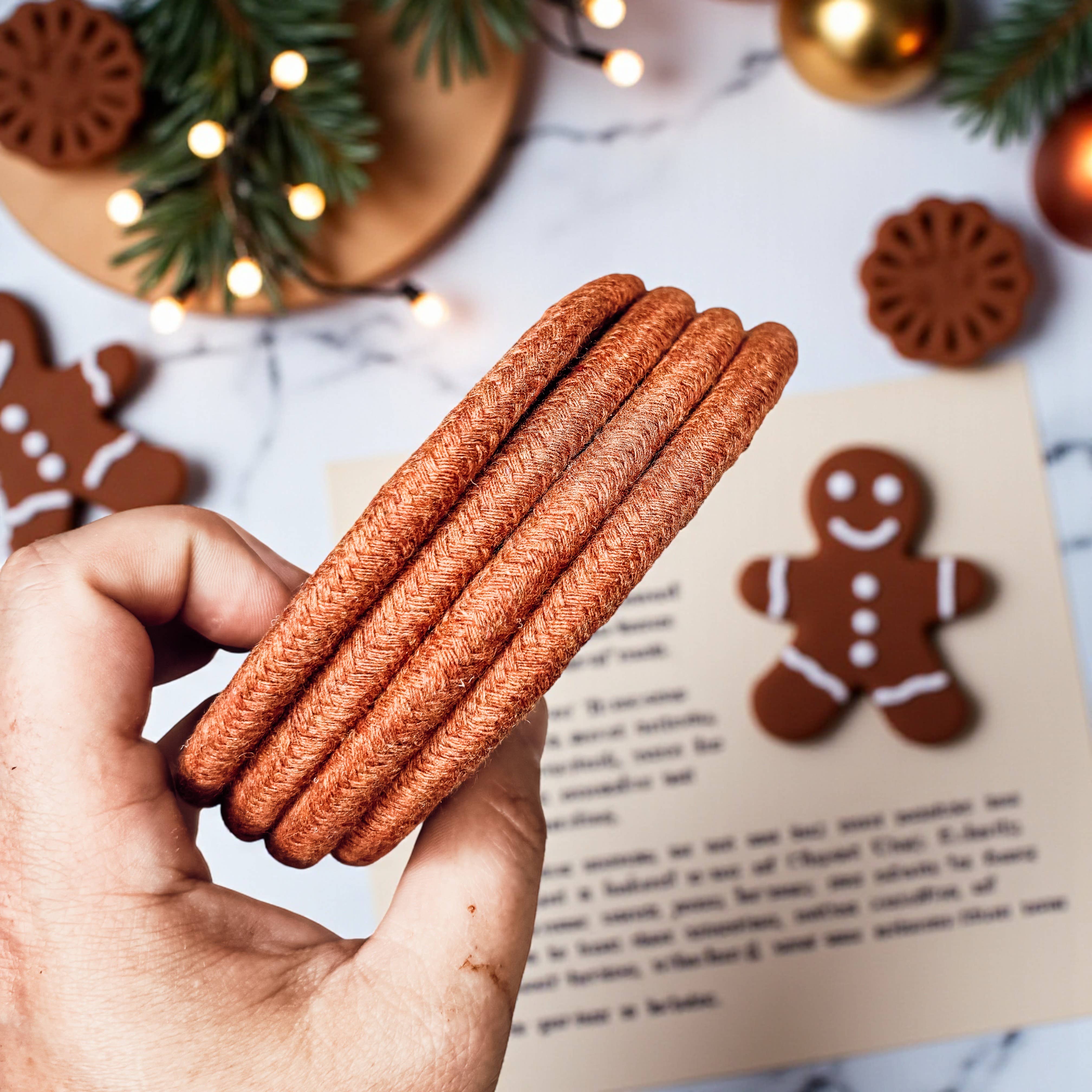 Gia Roma - Wholesale Coasters - Christmas Coasters, Red Candy Cane Braided Cotton Fabric Set10