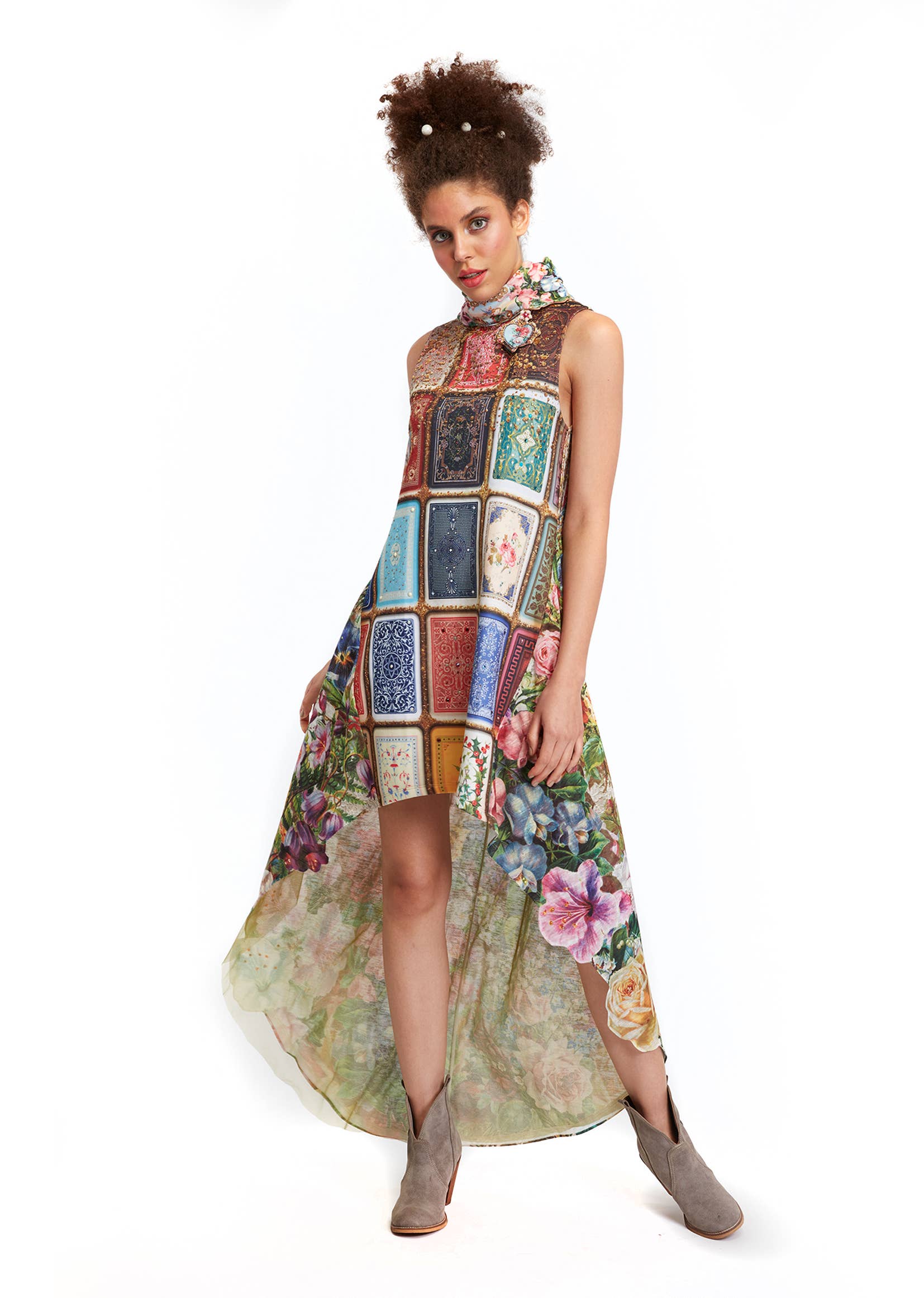 IPNG Design – Engroshandel Kjole - Dame – Kjole Høj Lav - Fortune In Flowerland2