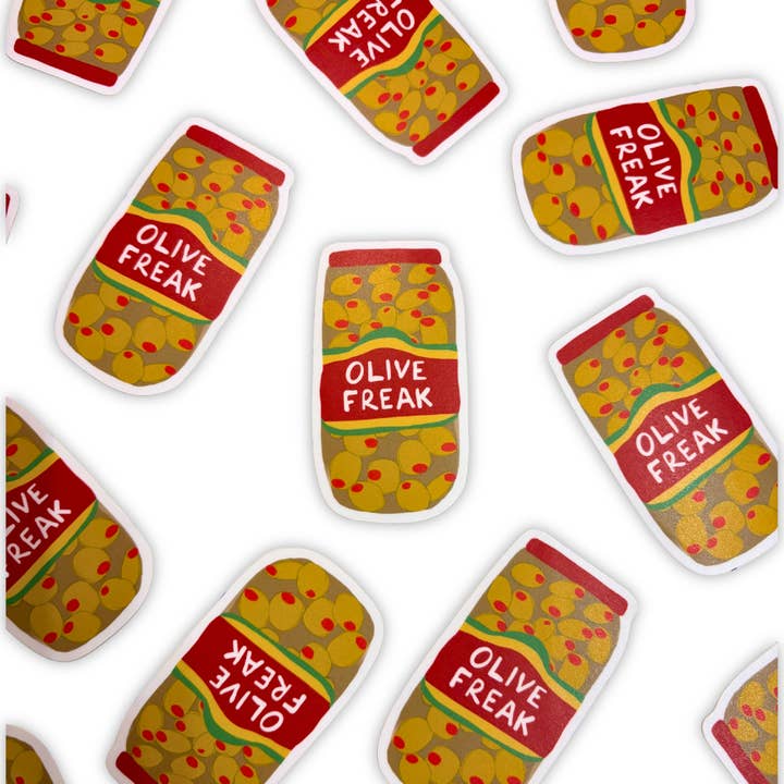 Olive Freak Matte Vinyl Sticker for wholesale by Marigold Press