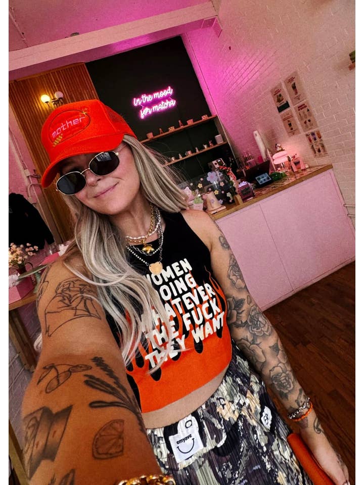 White Women Doing Whatever Flame Crop Tank for wholesale on Faire2