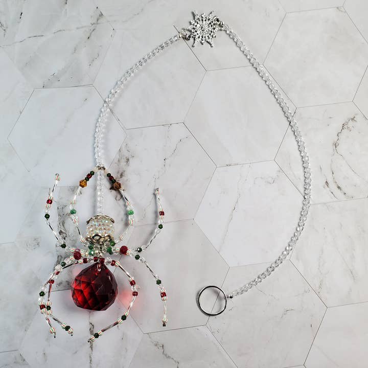 Ornamento de Cristal: Aranha de Natal - Vermelho por atacado de Thorneapple Designs
