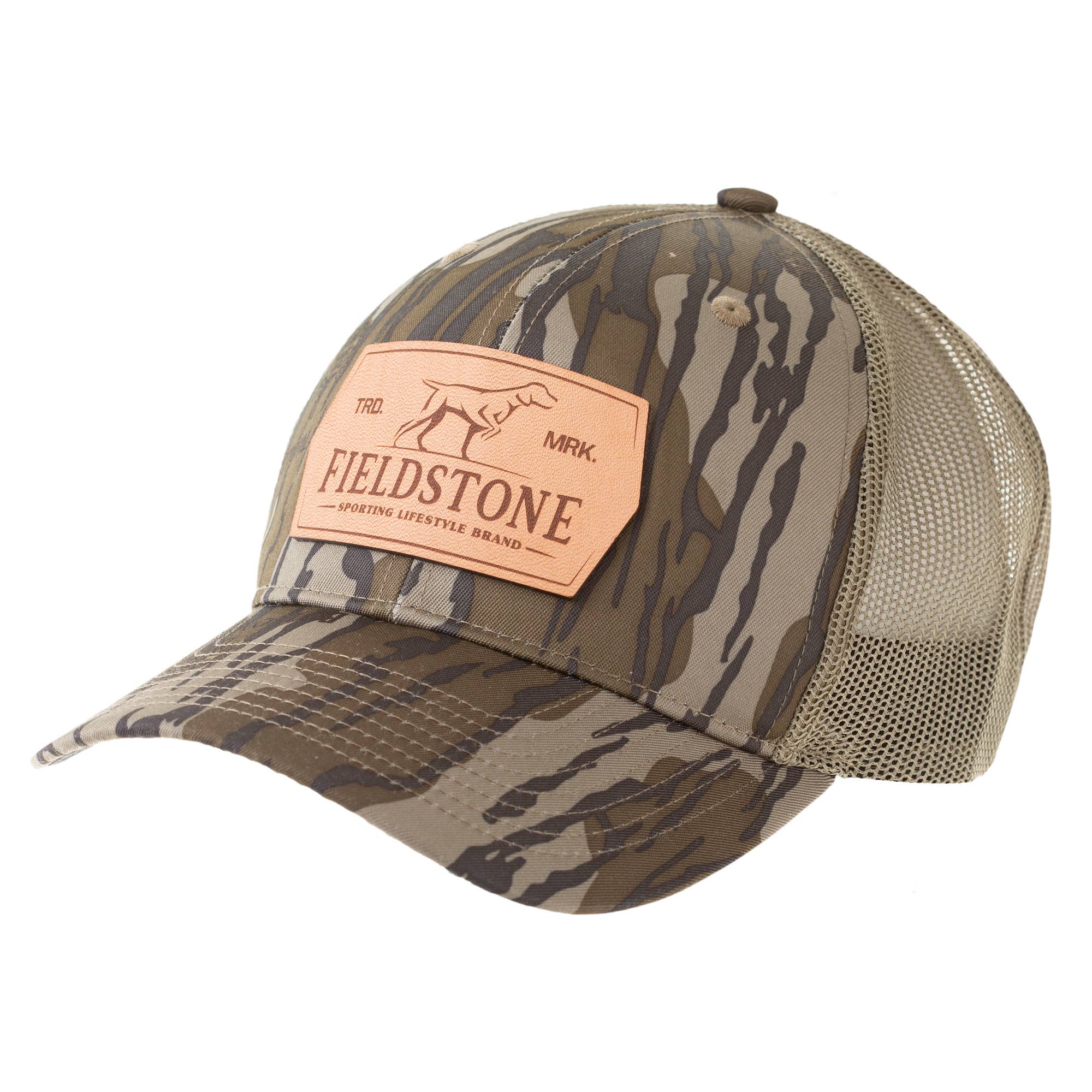 Fieldstone - Sporting Lifestyle Brand - Wholesale Trucker Hat - Unisex - Leather Dog Patch Hat (093)4