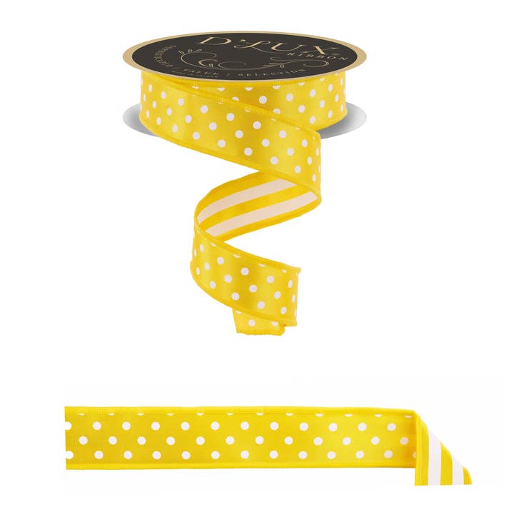 1,5"X10Yd Lunares/Rayas/Fusión Amarillo Sol/Blanco LX305529 para venta al por mayor de DecoExchange