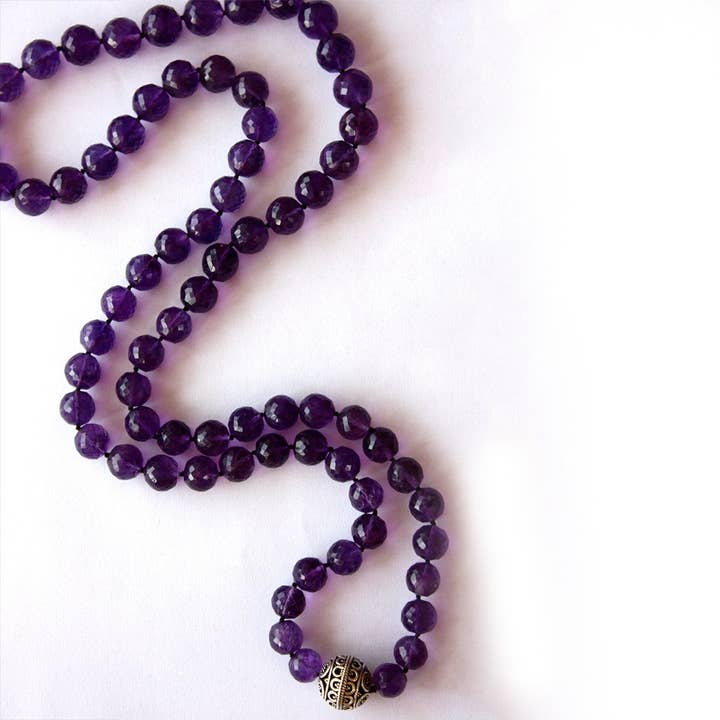 Devi Guru Bead Necklace- Amethyst for wholesale by The sattva collection
