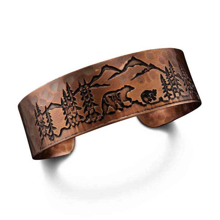 Anju Jewelry - Wholesale Cuff Bracelet - Mountains Copper Engraved Cuff Bracelet