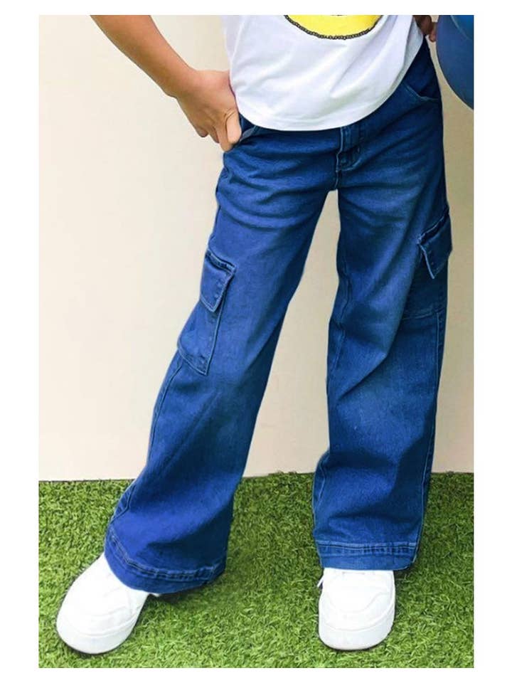 Cutie Patootie Clothing - Wholesale Jeans – Kids - GDP-23-89138A Girl Class Cargo Pocket Jeans4