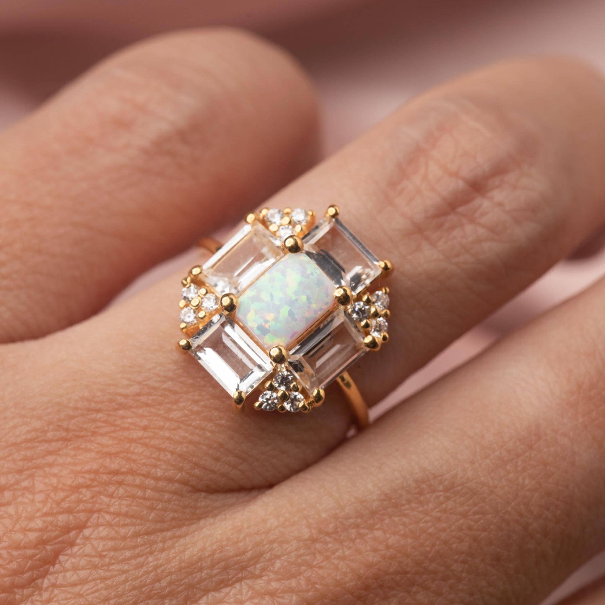 La Kaiser - Wholesale Cocktail/Statement Ring - Opal & Topaz Baguette Fire Ring1