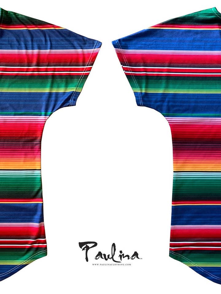 Sarape Modern Mexican Top V Neck Dolman Relaxed Fit Soft Tee for wholesale by Paulina Clothing