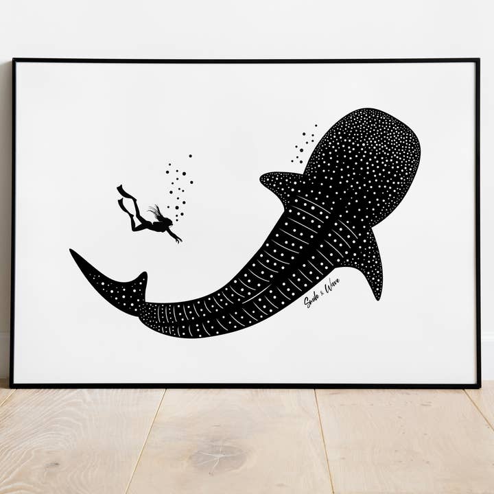 Smile & Wave - Wholesale Art Print - Whale Shark Art Print A4