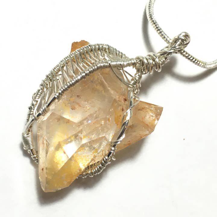 Golden Healer Quartz Sterling Silver Wire-Wrap Pendant for wholesale by Wildheart Crystals
