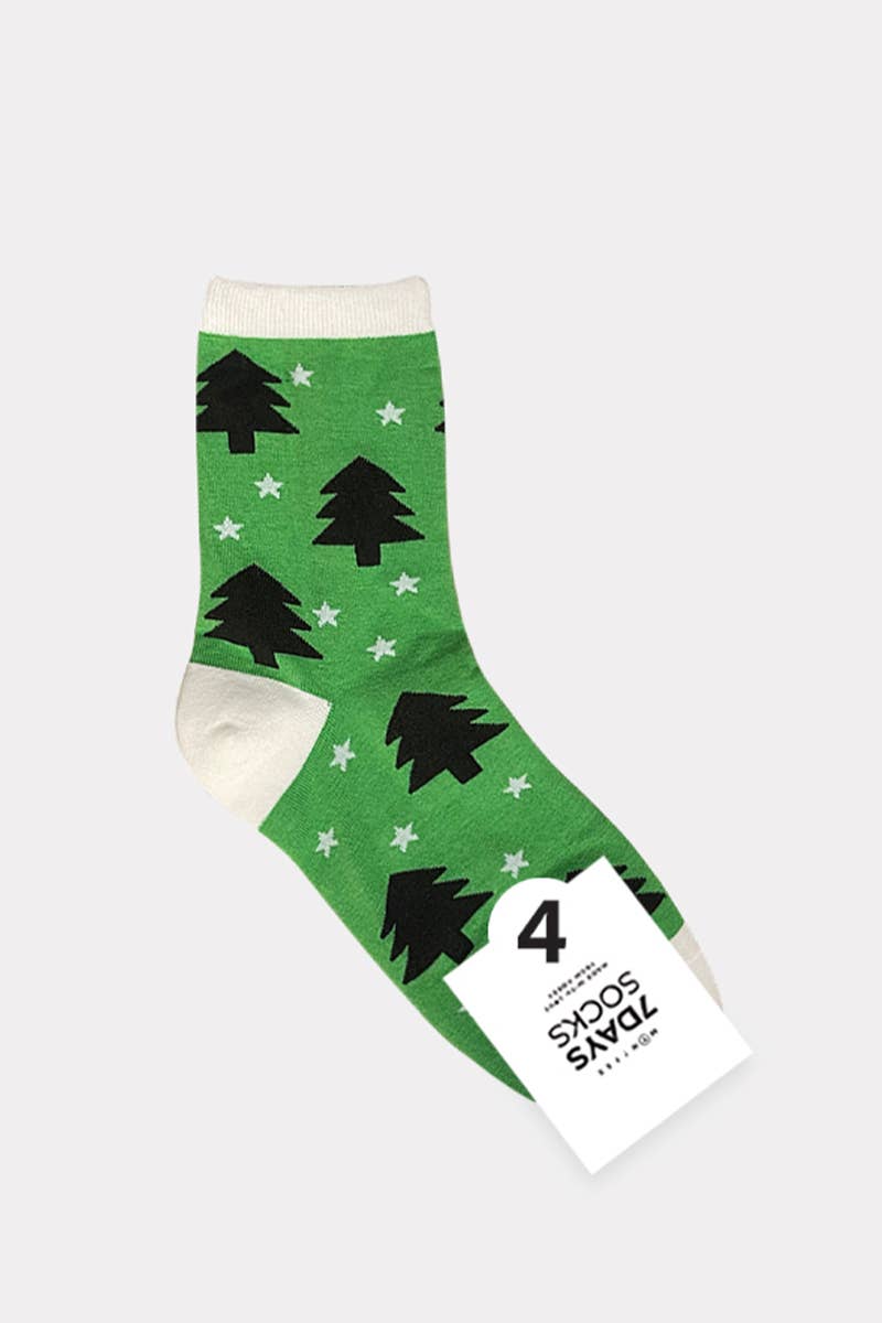 7DAYSSOCKS - Wholesale Socks - Women's - Women's Christmas Warm Winter Crew Socks - Tree Farm3