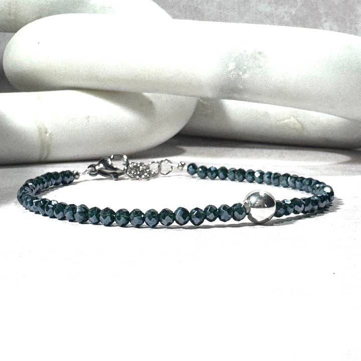 Navy Blue and Steel Dainty Bracelet for wholesale by STOSA