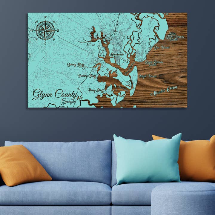 Georgien: Jekyll Island Whimsical Karta för wholesale av Fire & Pine