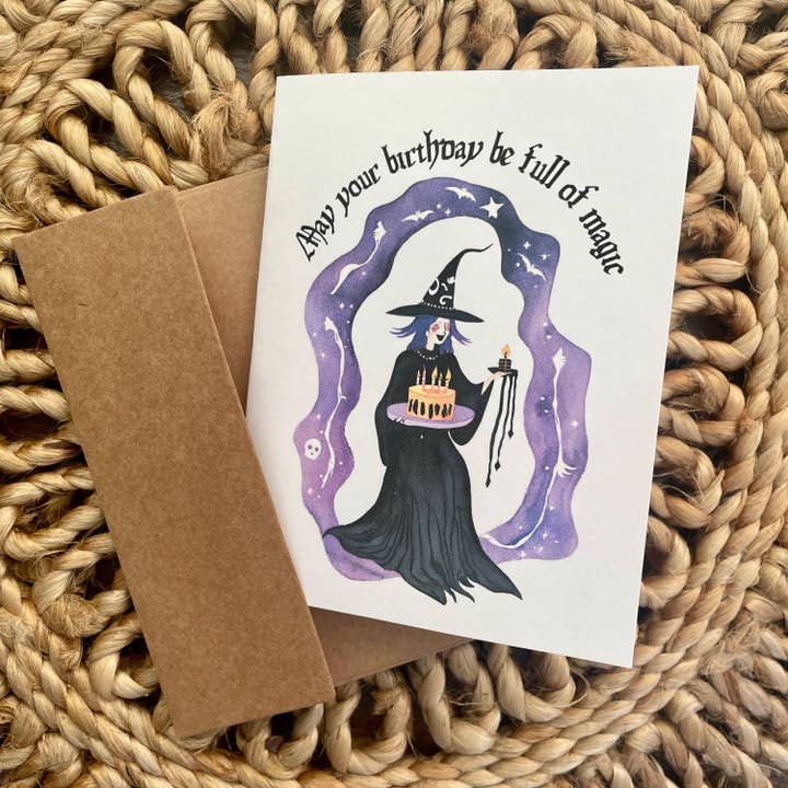 Cryptic Paper Co. - Vente Cartes d'anniversaire - Carte d'anniversaire gothique magique de sorcière mignonne pour Halloween11