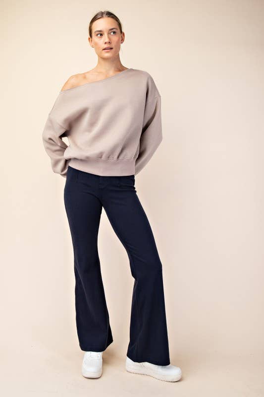 Sunday Morning - Wholesale Sweatshirt - Women's - T6899PL37 PLUS SIZE OFF SHOULDER FRENCH TERRY FLEECE TOP27