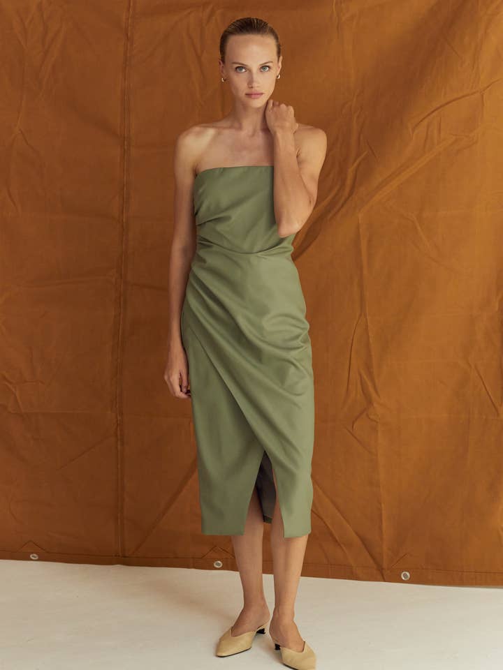 CD9562 - Reeve Vegan Leather Tube Midi Dress for wholesale by Crescent