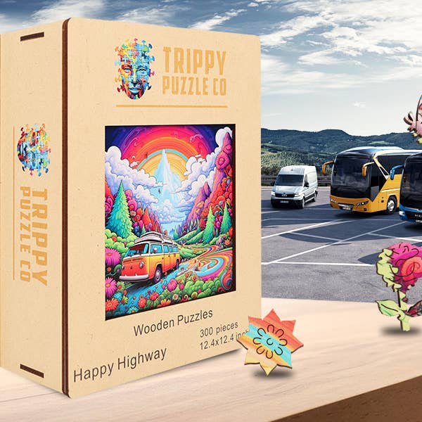 Trippy Puzzle Co - Wholesale Puzzle - Adult - Happy Highway Wooden Jigsaw Puzzle 300PC1