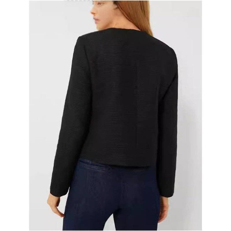 FurDecoration - Wholesale Jacket - Women's - Solid Color Round Collar Double Breasted Tweed Jacket2