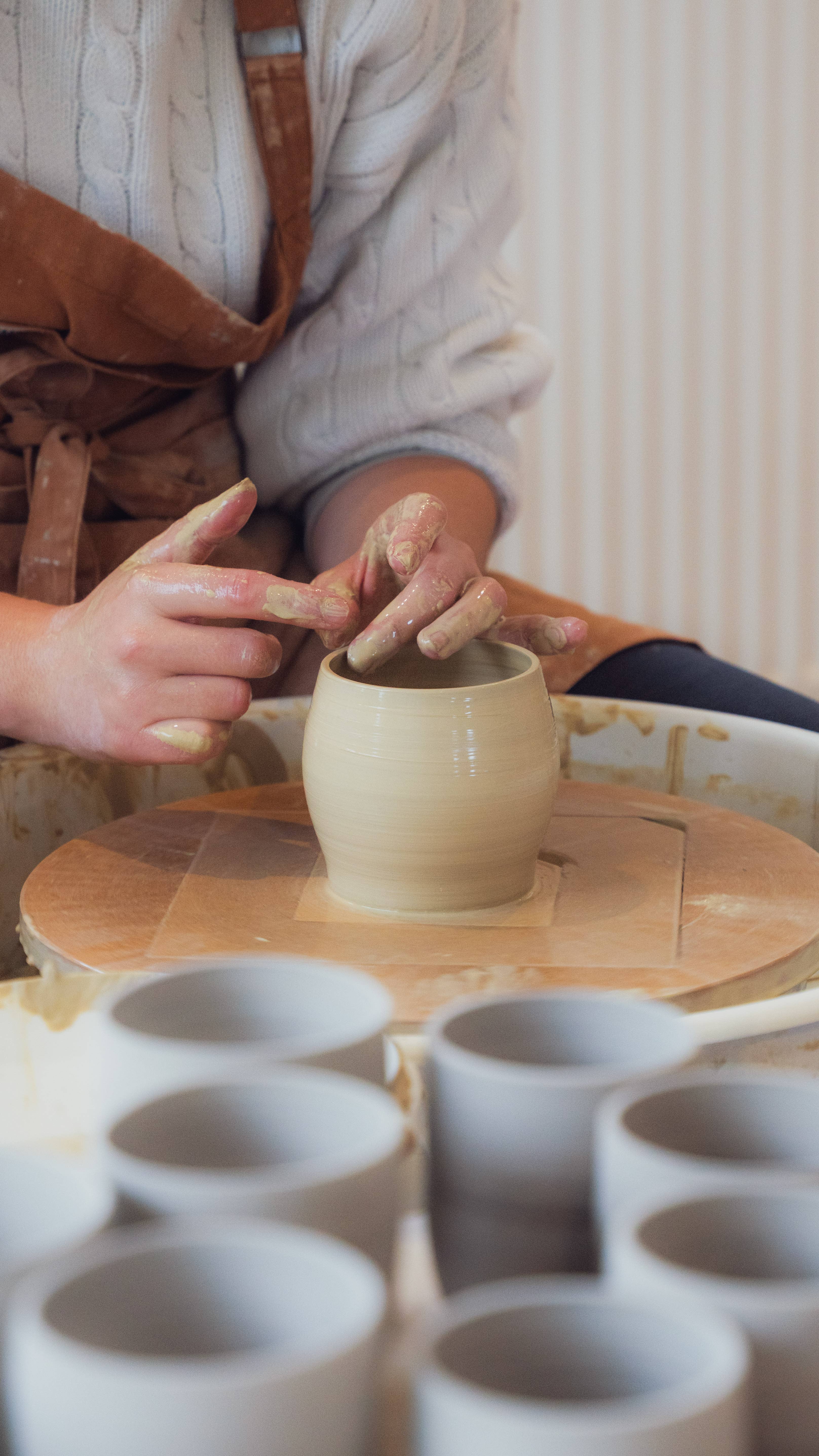 Fernweh Pottery - Vente Tasse à café/thé - Tasse à café à pois bleus5