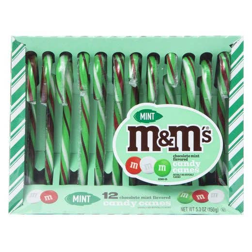 I Got Your Candy - Wholesale Chocolate Covered Sweets - M&M's Chocolate Mint Candy Canes 5.3oz - 12ct