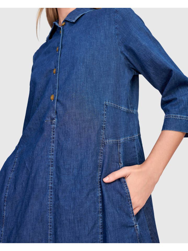 Harper Shirtdress, Denim for wholesale on Faire1