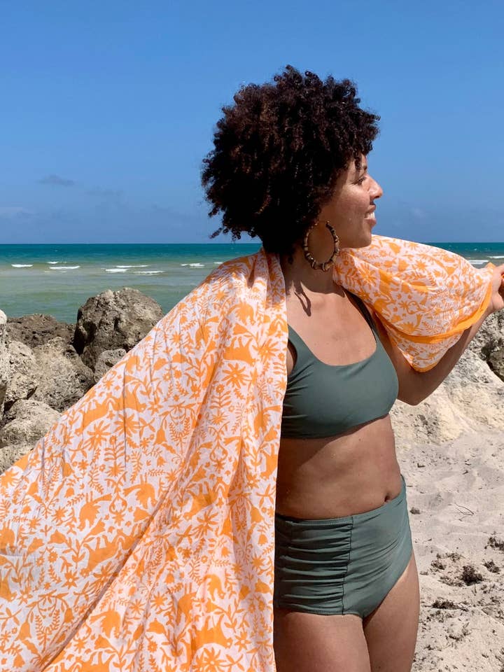 Orange Jaguar Sarong / Grand Scarf for wholesale by Beastly Threads