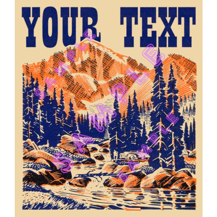 Hilda74 Retro Designs - Vente Autocollant - Autocollant vinyle personnalisé de style rétro/vintage Mountains 810