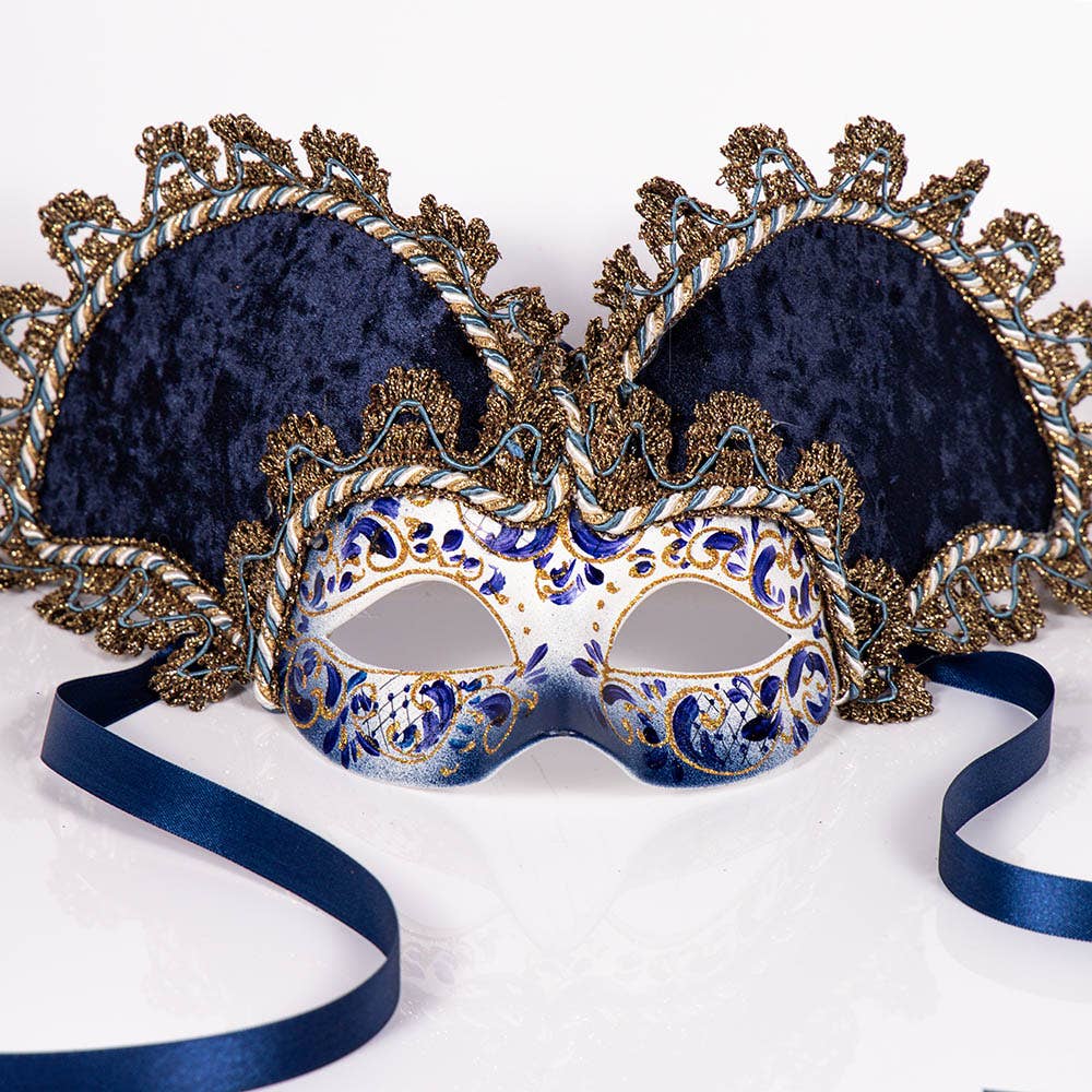 Regalmoda – wholesale Costume – Unisex – Colombina with hat (unisex) - Blue / Gold1