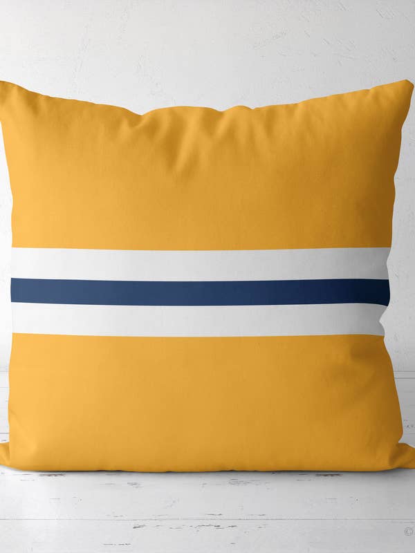 Yellow and blue nautical Throw pillow for wholesale by Latte Design