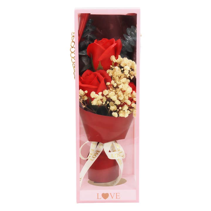 ASSORTED Soap Rose Floral Bouquet Pink Gift Box - 5 Pcs for wholesale on Faire2